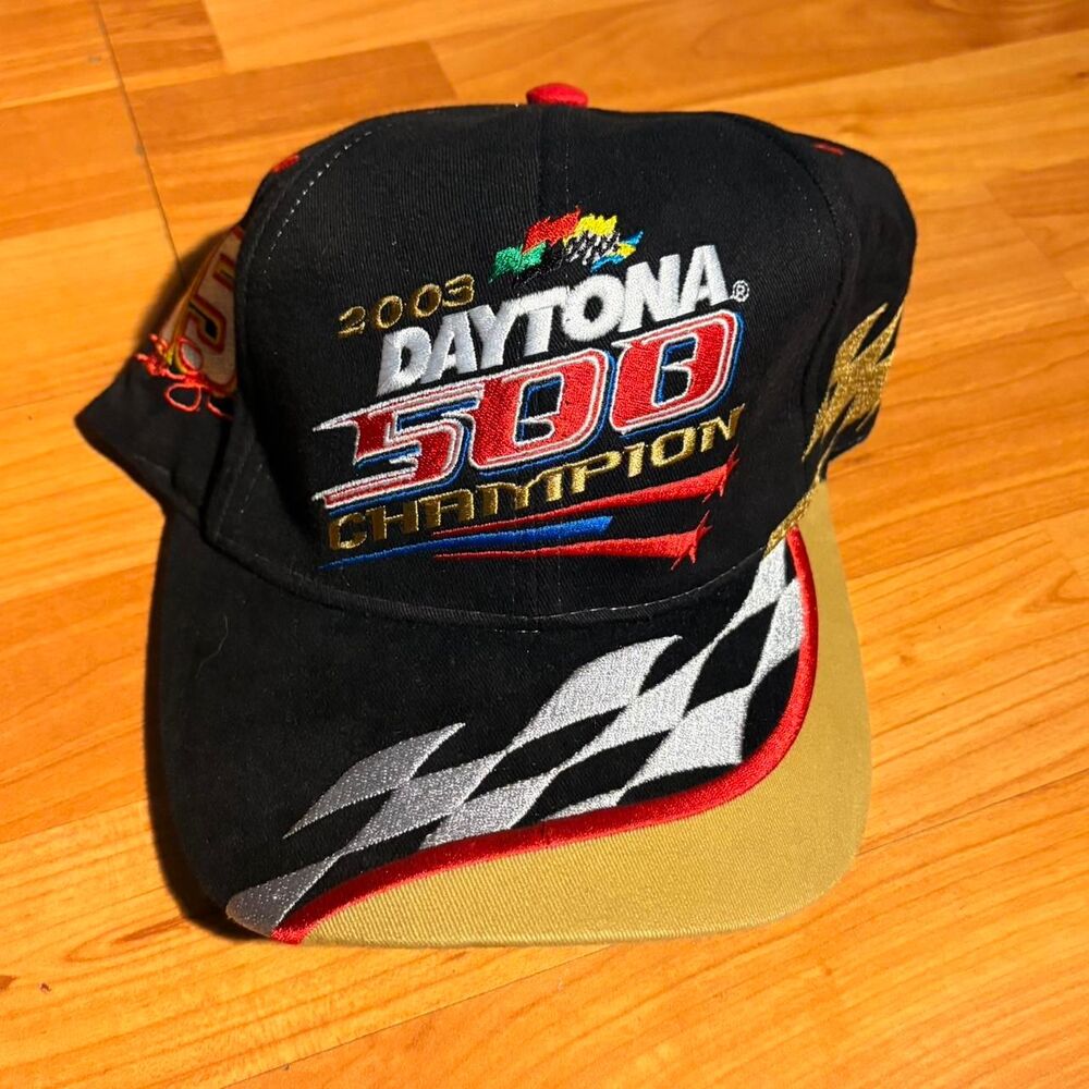 2003 Daytona 500 Champion Black Hat NASCAR Racing Snapback Cap Motorsports